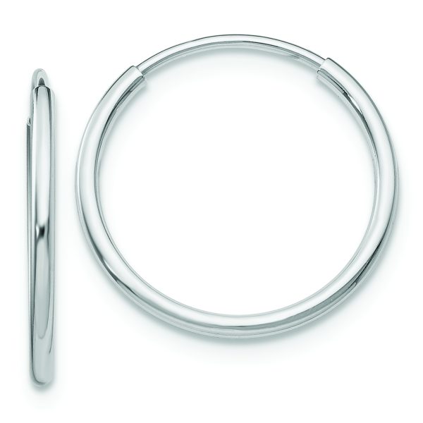 14k White Gold Polished Endless Tube Hoop Earrings