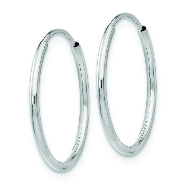 14k White Gold Polished Endless Tube Hoop Earrings - Image 2