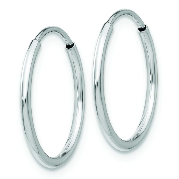 14k White Gold Polished Endless Tube Hoop Earrings - Image 2