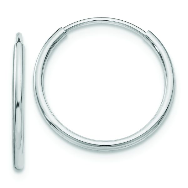 14k White Gold Polished Endless Tube Hoop Earrings