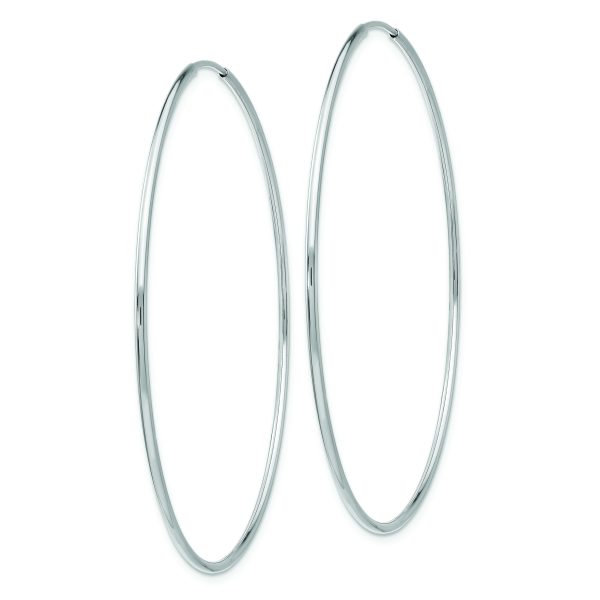 14k White Gold Polished Endless Tube Hoop Earrings - Image 2