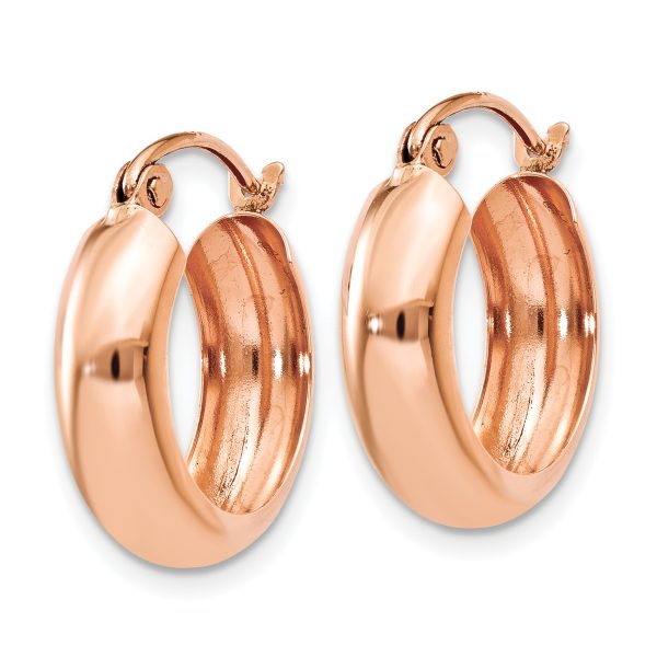 14k Rose Gold Polished Small Hoop Earrings - Image 2