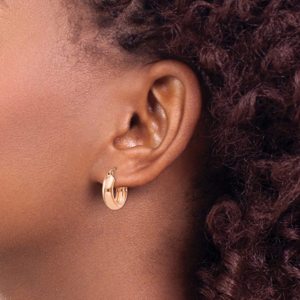 14k Rose Gold Polished Small Hoop Earrings - Image 3