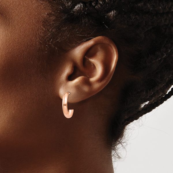 14k Rose Gold Polished Hoop Earrings - Image 3