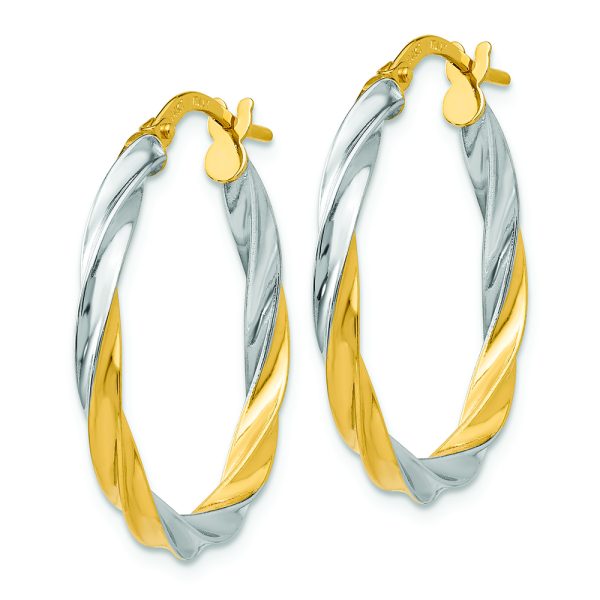 14K & Rhodium Twisted Hoop Earrings - Image 2