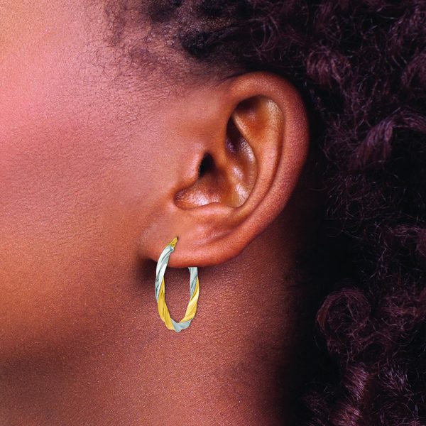 14K & Rhodium Twisted Hoop Earrings - Image 3