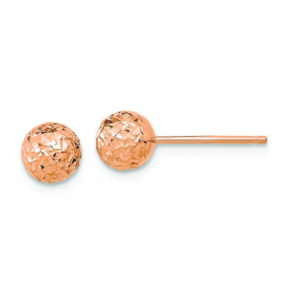 14k Rose Gold 6mm Diamond-Cut Ball Post Earrings