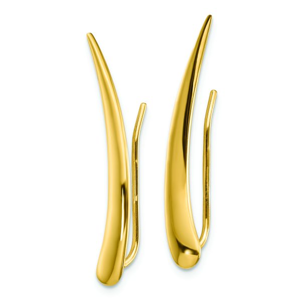 14k Gold Polished Pointed Ear Climber Earrings - Image 2