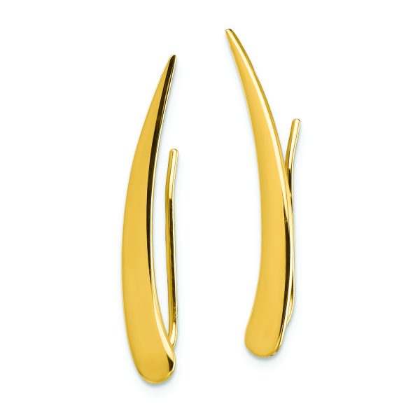 14k Gold Polished Pointed Ear Climber Earrings