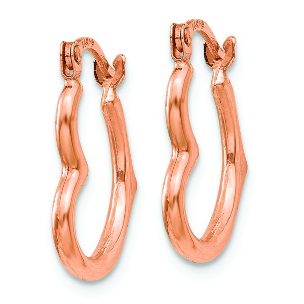 14K Rose Gold Heart Shaped Hollow Hoop Earrings - Image 2
