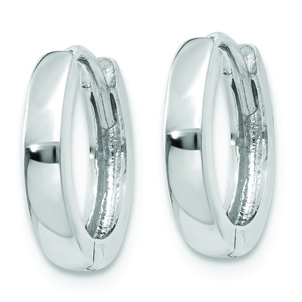 14k White Gold Round Hinged Hoop Earrings - Image 2