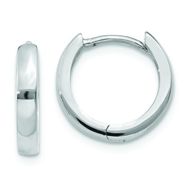 14k White Gold Round Hinged Hoop Earrings