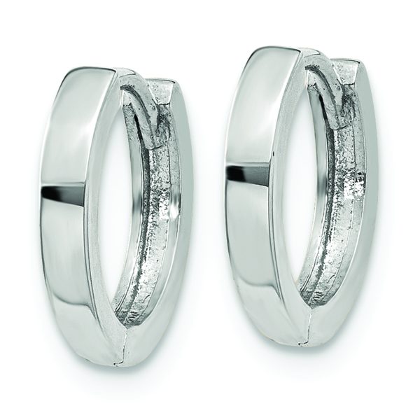 14k White Gold Round Hinged Hoop Earrings - Image 2