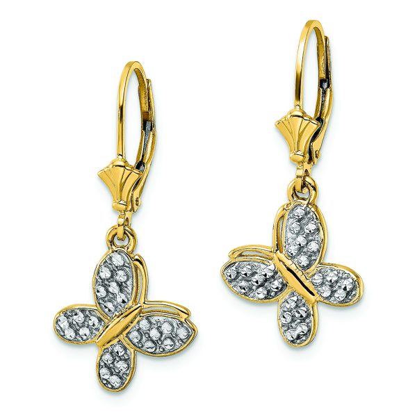 14k & White Rhodium D/C Fancy Butterfly Earrings - Image 2