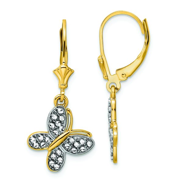 14k & White Rhodium D/C Fancy Butterfly Earrings