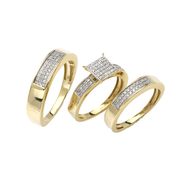14KY 0.45CTW DIAMOND TRIO SET - SQUARE HEAD -