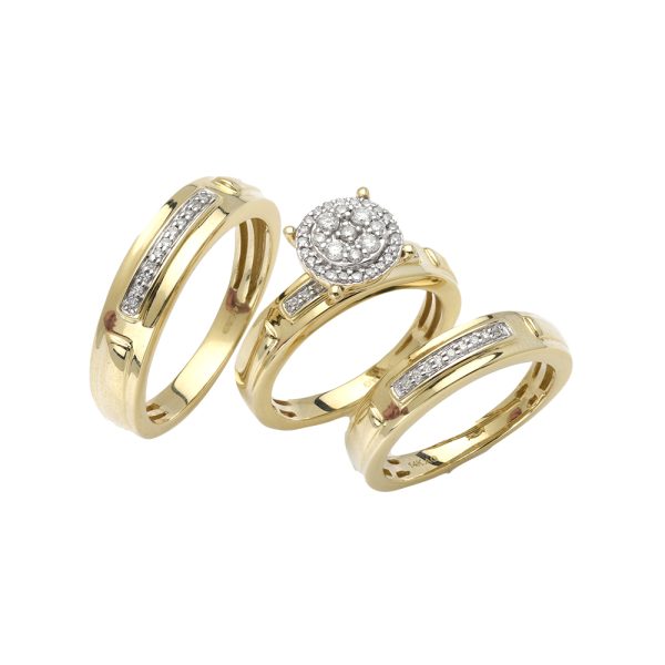 14KY 0.40CTW DIAMOND TRIO SET - ROUND CLUSTER W/ -