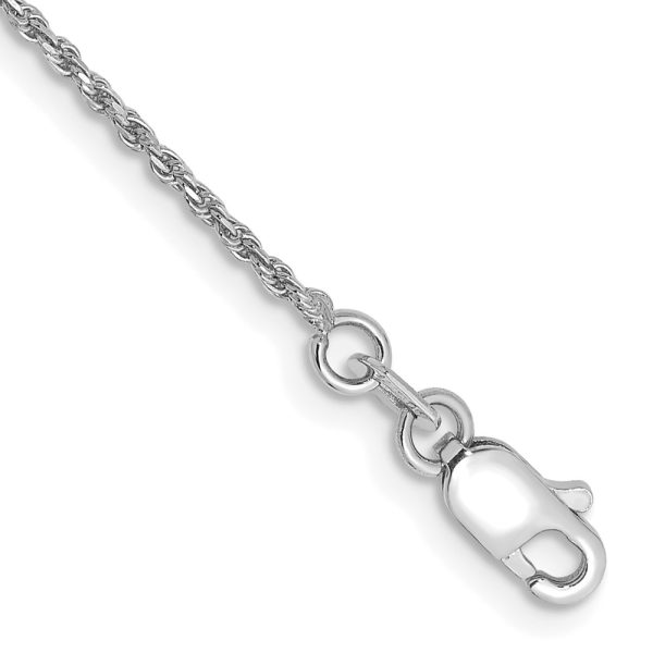 14k WG 1.15mm Diamond-cut Machine-made Rope Chain Anklet