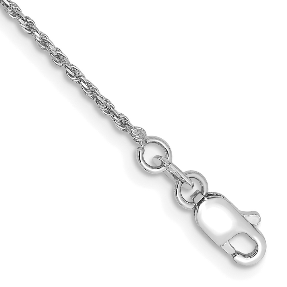 14k WG 1.15mm Diamond-cut Machine-made Rope Chain Anklet