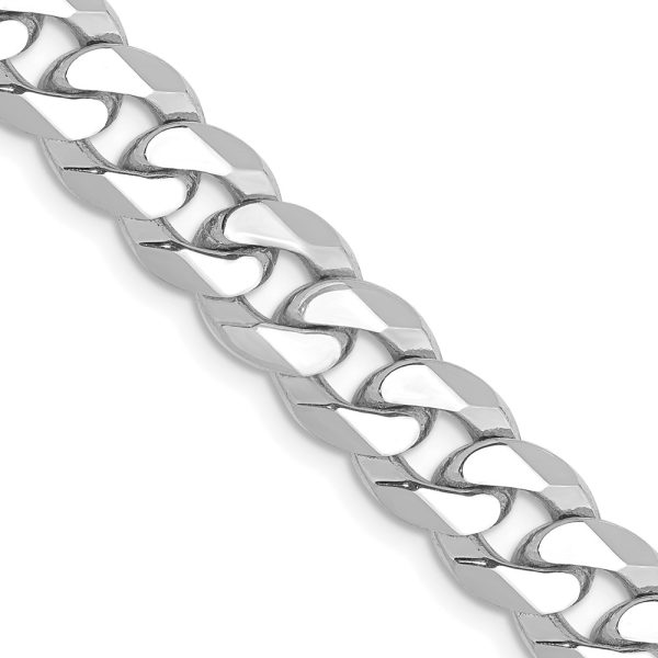 14k WG 8mm Flat Beveled Curb Chain