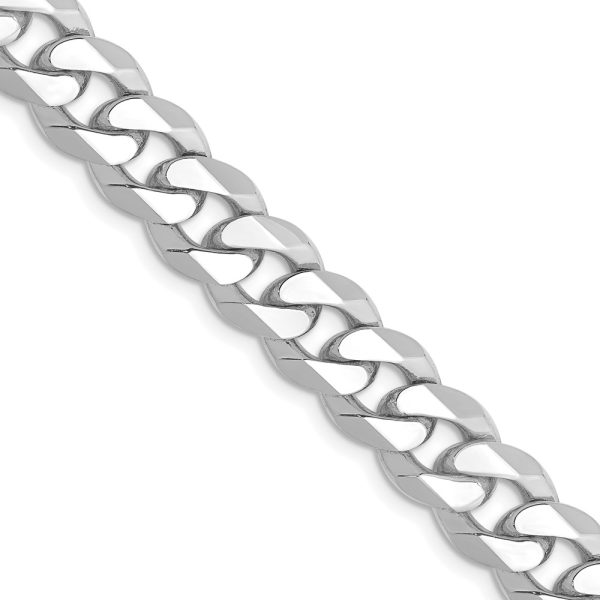 14k WG 8.5mm Flat Beveled Curb Chain