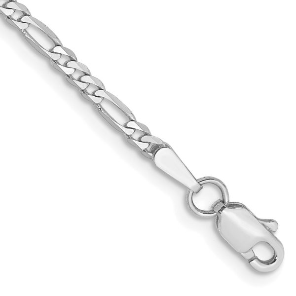 14k WG 2.25mm Flat Figaro Chain