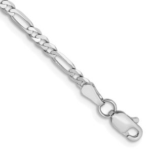 14k WG 2.75mm Flat Figaro Chain Anklet