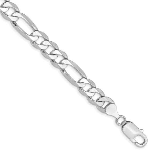 14k WG 7.5mm Flat Figaro Chain