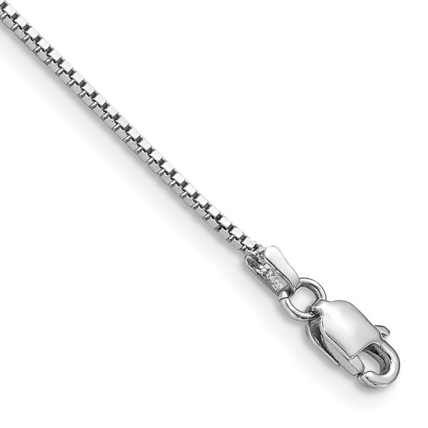 14k White Gold .95mm Box Chain Anklet