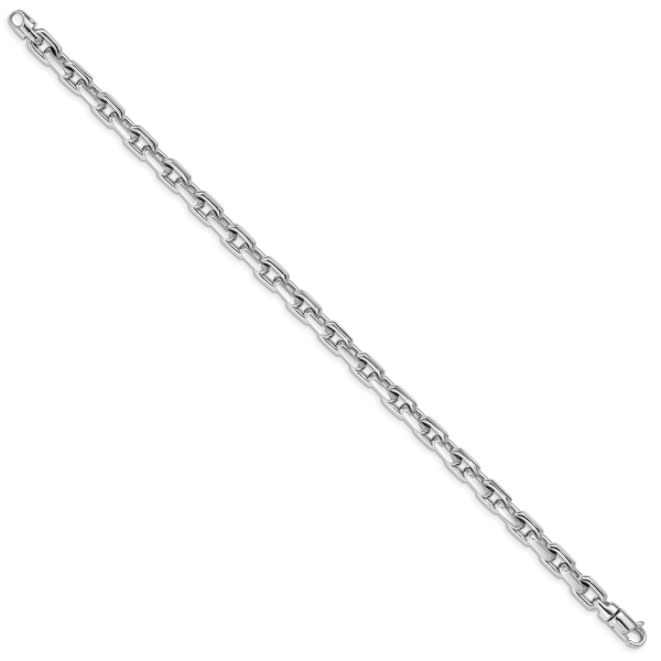 14K White Gold 5.3mm Hand-polished Fancy Link Bracelet - Image 2