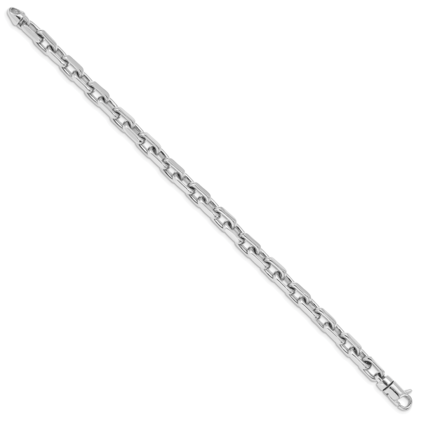 14k White Gold 7mm Hand-polished Fancy Link Bracelet - Image 2