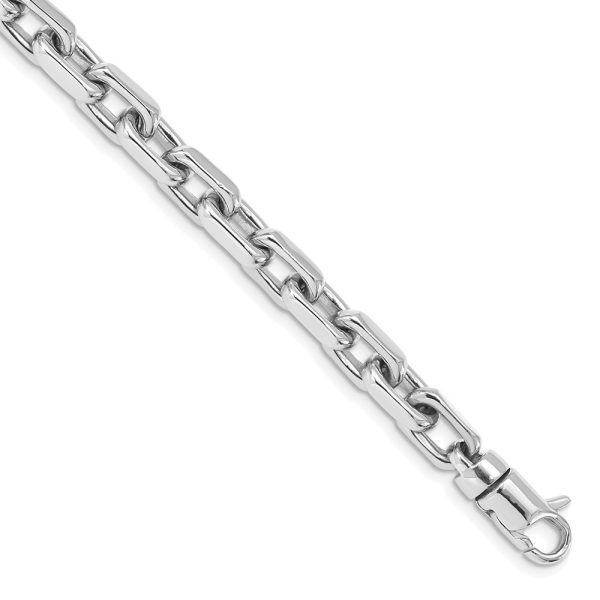 14k White Gold 7mm Hand-polished Fancy Link Bracelet