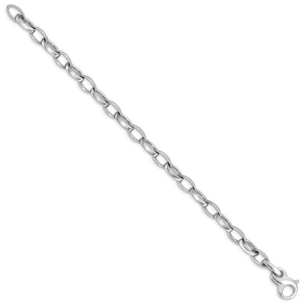 14k WG 6.6mm Hand Polished Fancy Link Bracelet - Image 2