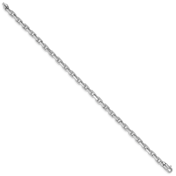 14k White Gold 4.2mm Hand-polished Fancy Link Bracelet - Image 2