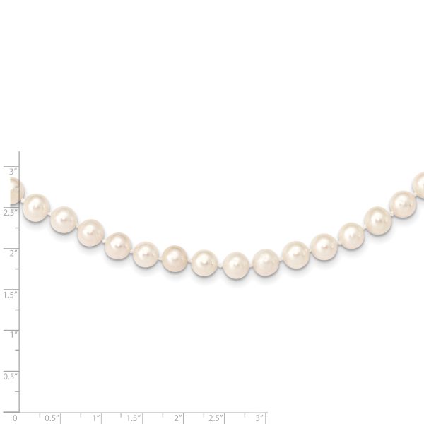 14k 7-8 mm White Near Round Freshwater Cultured Pearl Necklace - Image 2