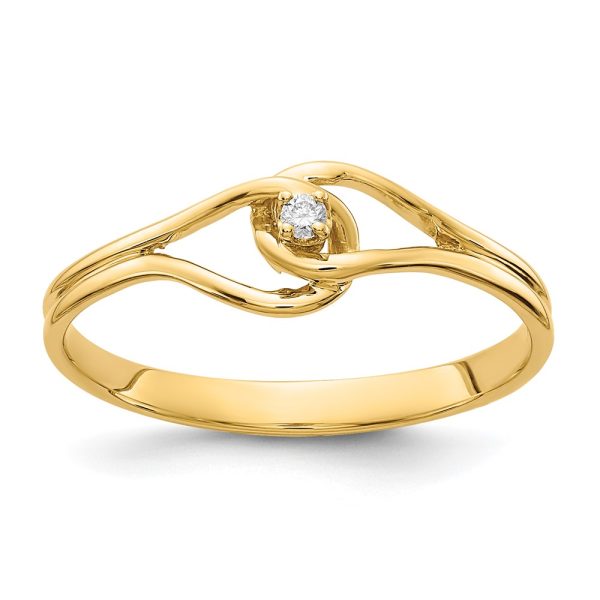 14k Polished AA Diamond Ring