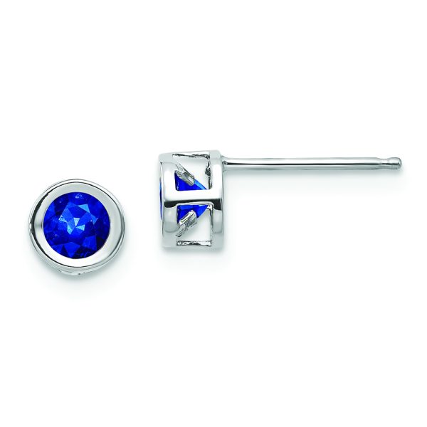 14k White Gold 4mm September Sapphire Earrings