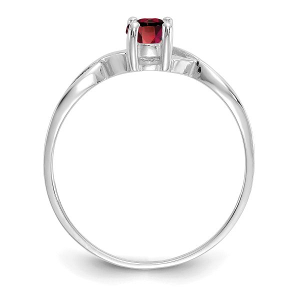 14k White Gold Garnet Birthstone Ring - Image 2