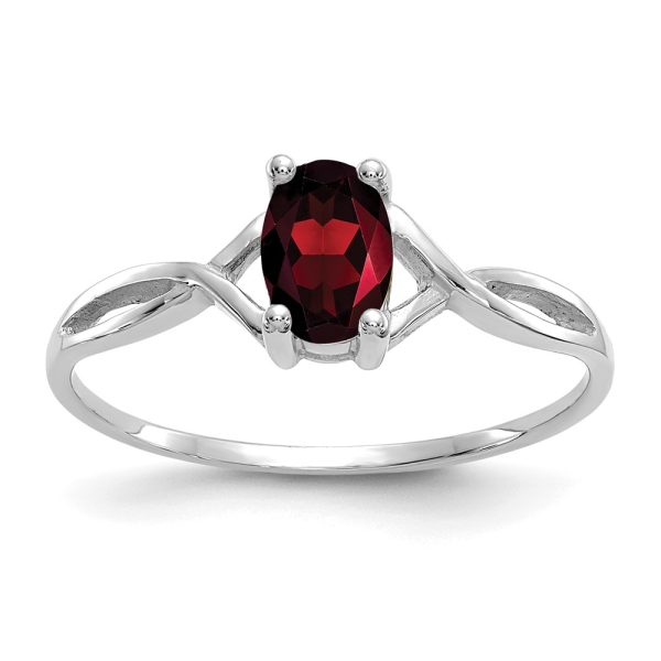 14k White Gold Garnet Birthstone Ring