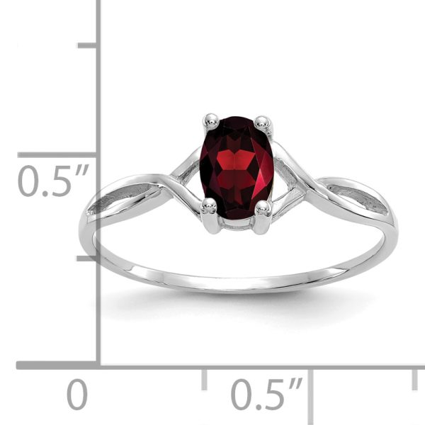 14k White Gold Garnet Birthstone Ring - Image 3