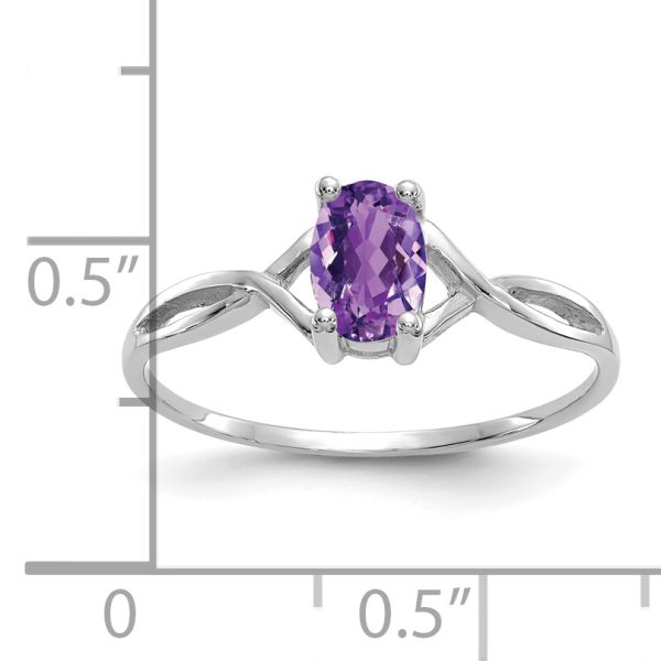 14k White Gold Amethyst Birthstone Ring - Image 3