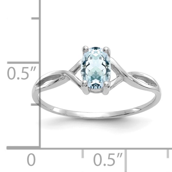 14k White Gold Aquamarine Birthstone Ring - Image 3