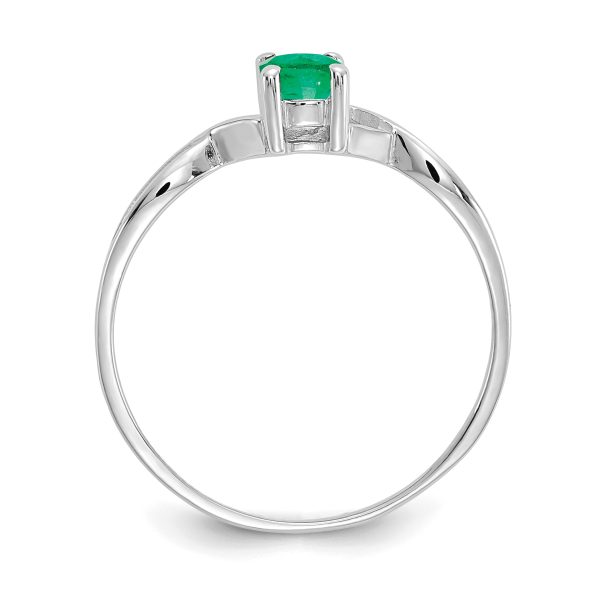 14k White Gold Emerald Birthstone Ring - Image 2