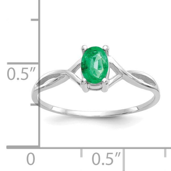 14k White Gold Emerald Birthstone Ring - Image 3