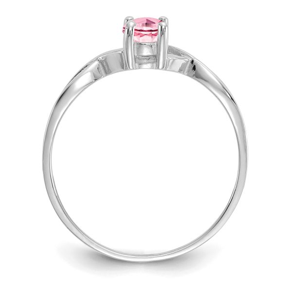 14k White Gold Pink Tourmaline Birthstone Ring - Image 2