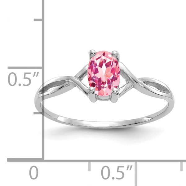 14k White Gold Pink Tourmaline Birthstone Ring - Image 3