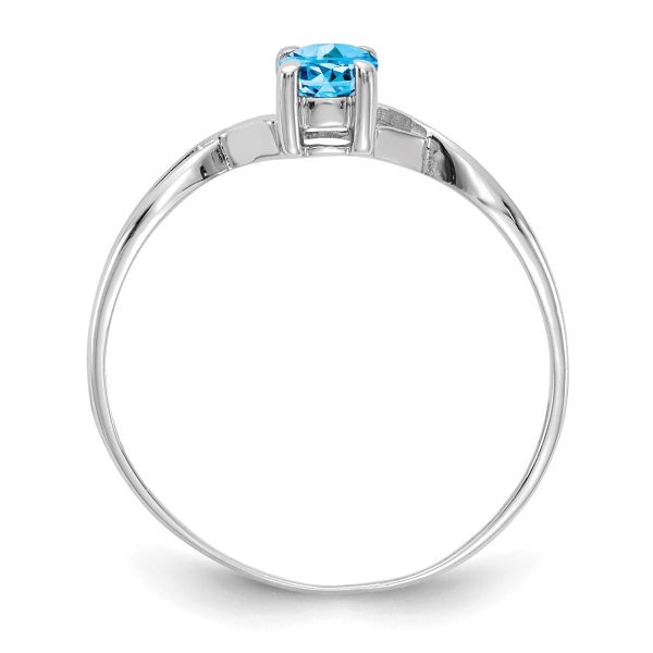 14k White Gold Blue Topaz Birthstone Ring - Image 2