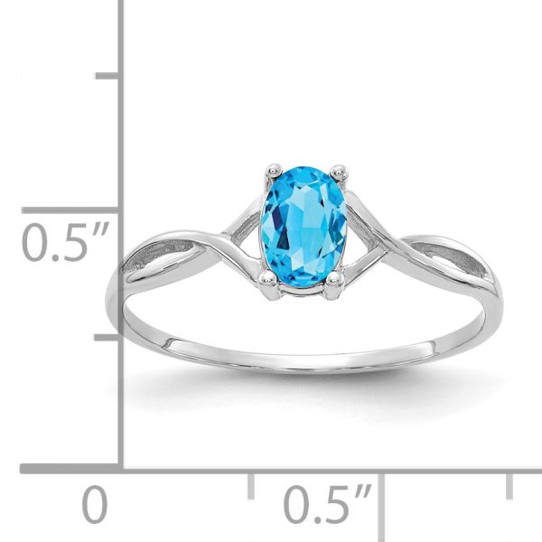 14k White Gold Blue Topaz Birthstone Ring - Image 3