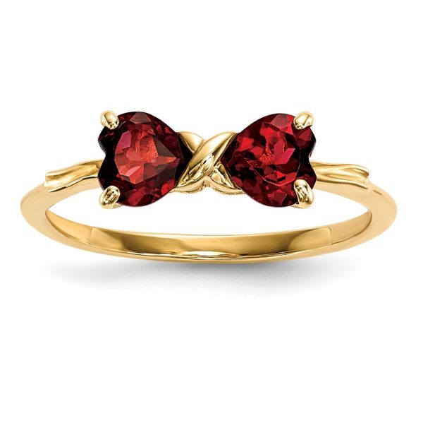 14k Gold Polished Garnet Bow Ring