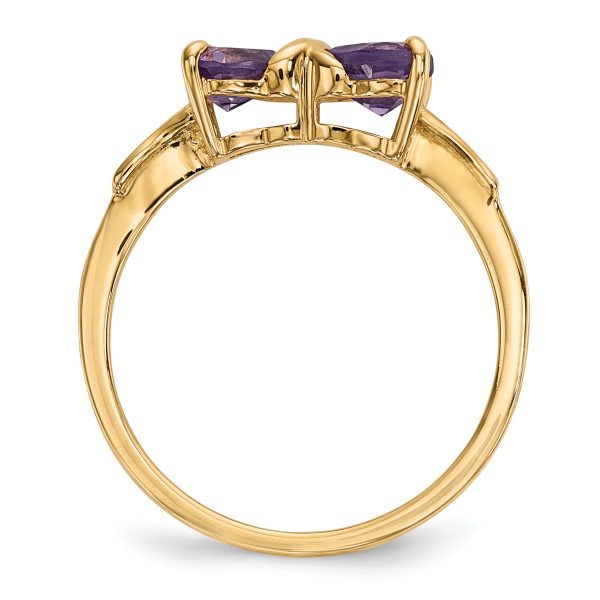 14k Gold Polished Amethyst Bow Ring - Image 2